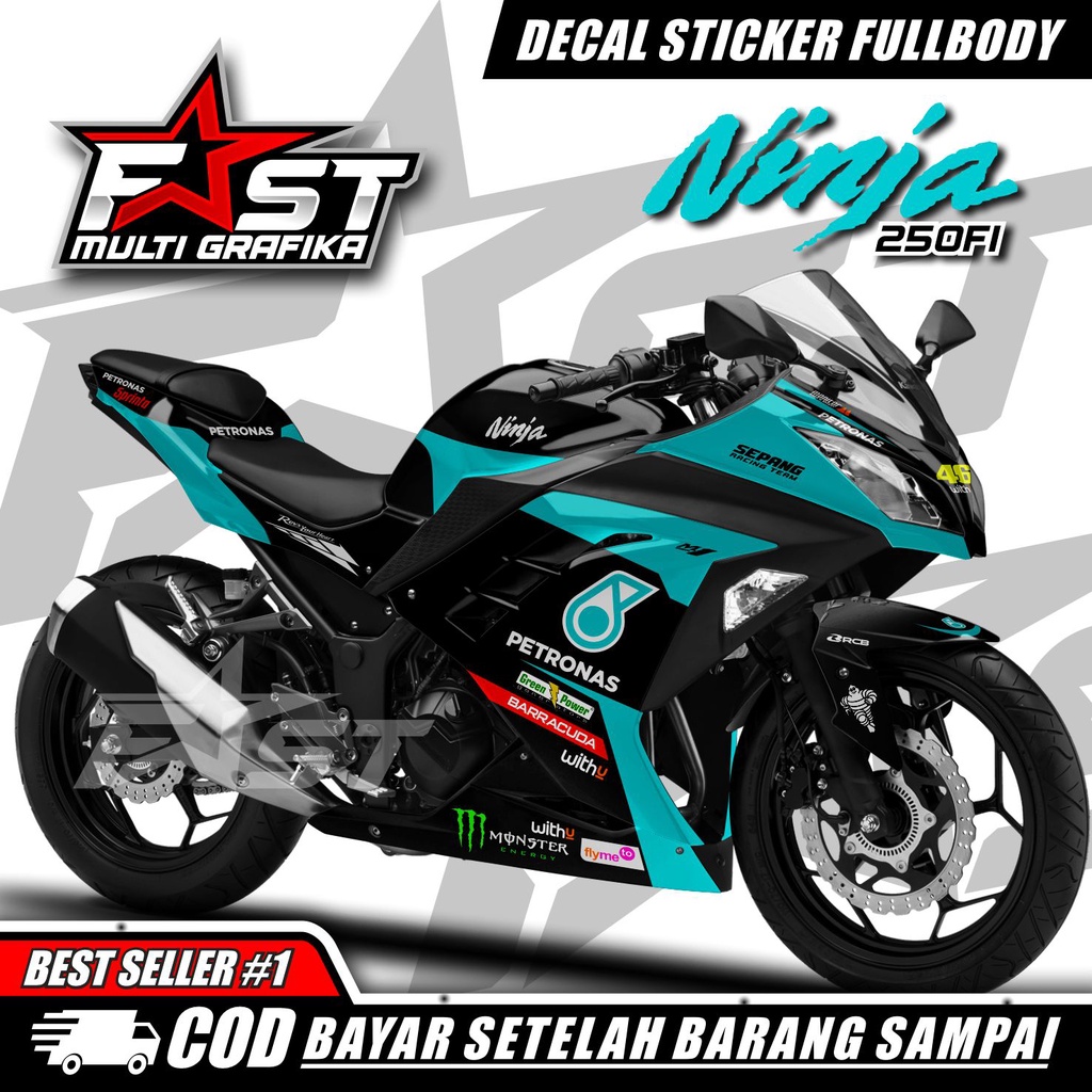 BISA COD striping stiker dekal ninja 250fi motif petronas