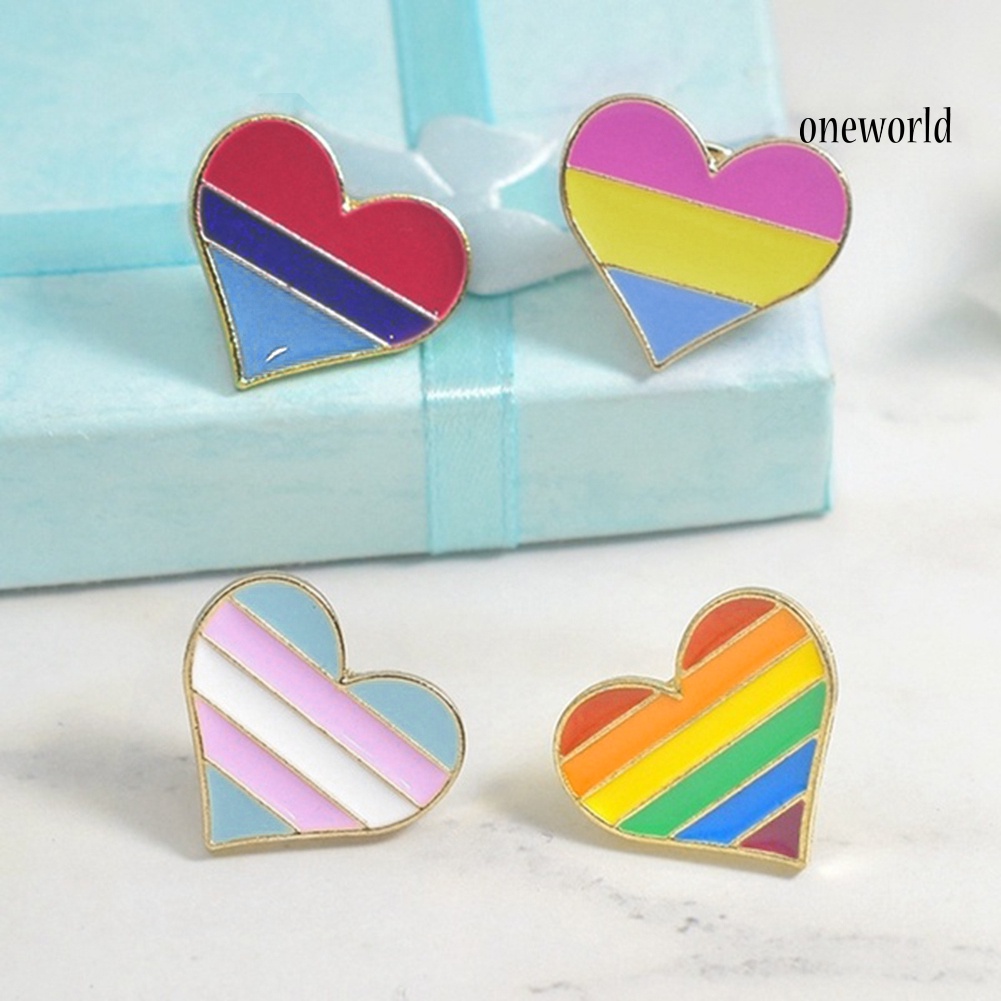 OW@ Cute Rainbow Heart Enamel Brooch Pin Gay Pride Metal Badge Hat Collar Jewelry