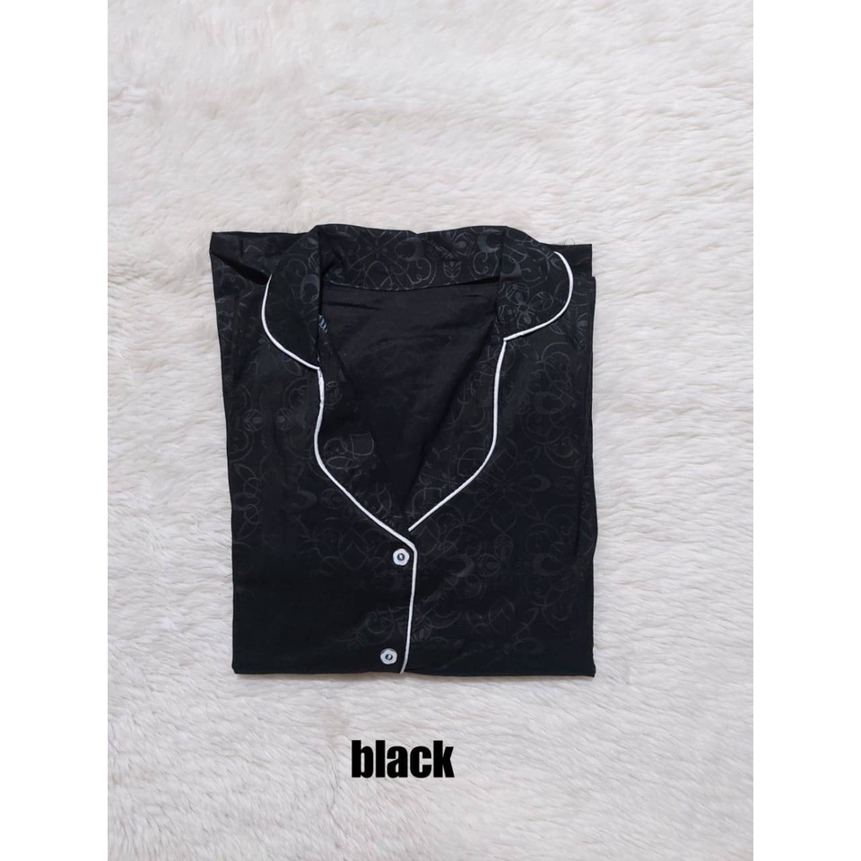 STELAN PIYAMA BAJU TIDUR PP JUMBO EMBOS DEWASA GOOD QUALITY LD 118 CM-BLACK/HITAM