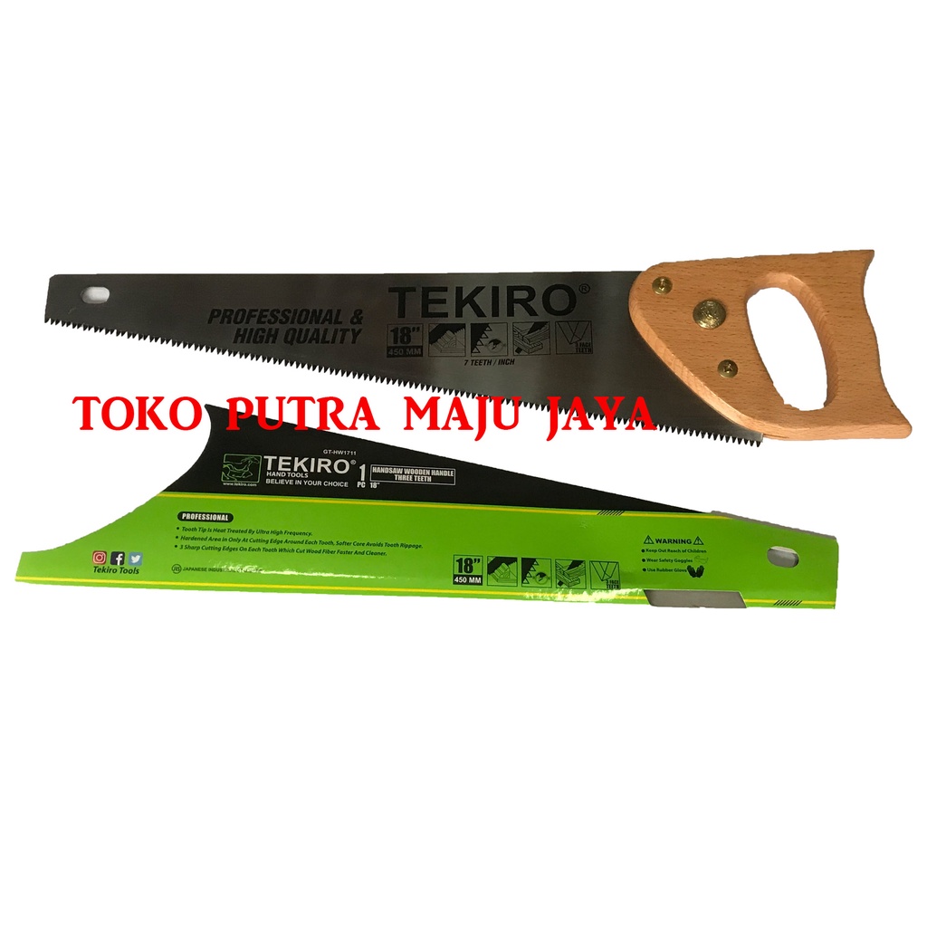 TEKIRO GERGAJI TANGAN GAGANG KAYU 3 MATA TEKIRO 18 INCH ORIGINAL