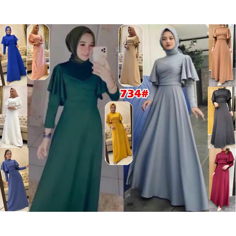 734#dres fashion muslim TERBARU dres muslim / clara maxi dres