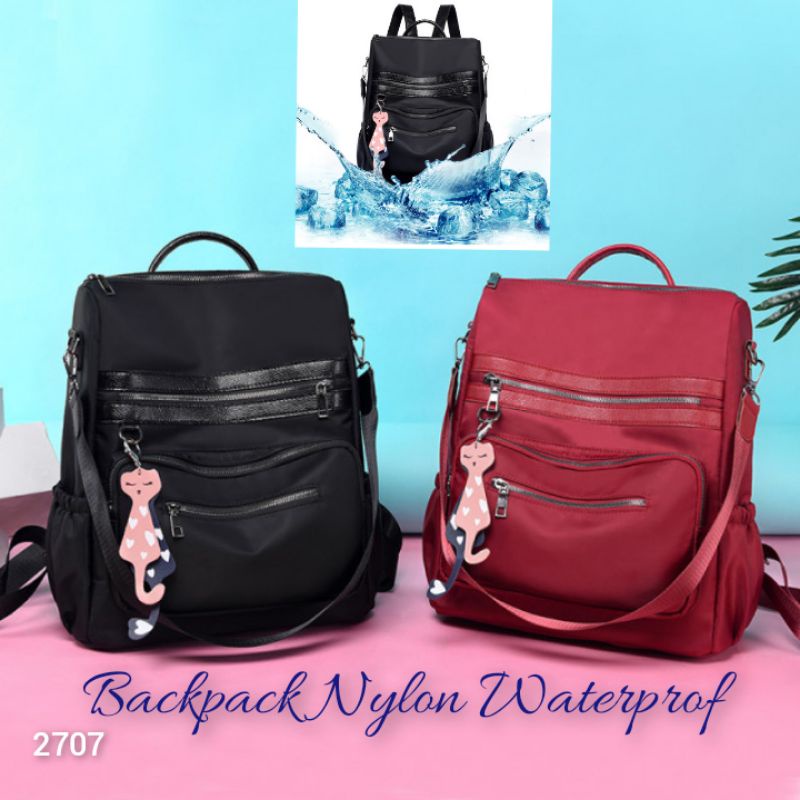 Ransel Backpack Waterproof Wanita Tas Punggung Nylon Import