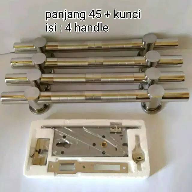 Handle pintu Rumah / gagang pintu Rumah STAINLESS model suling natural 45cm dan kunci