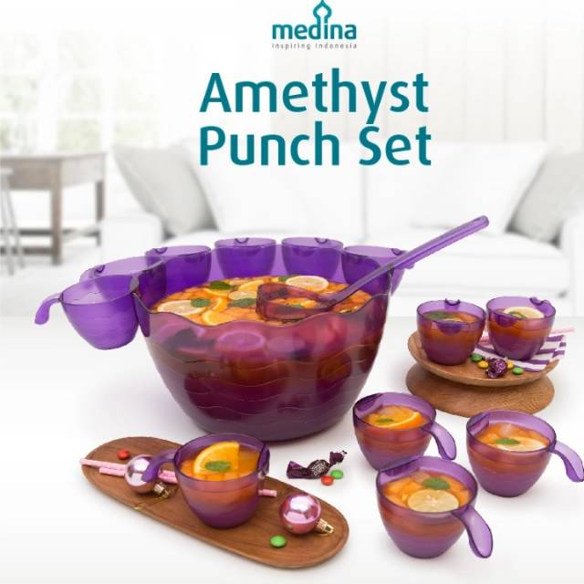 Tempat es buah /wadah es medina amethyst punch set