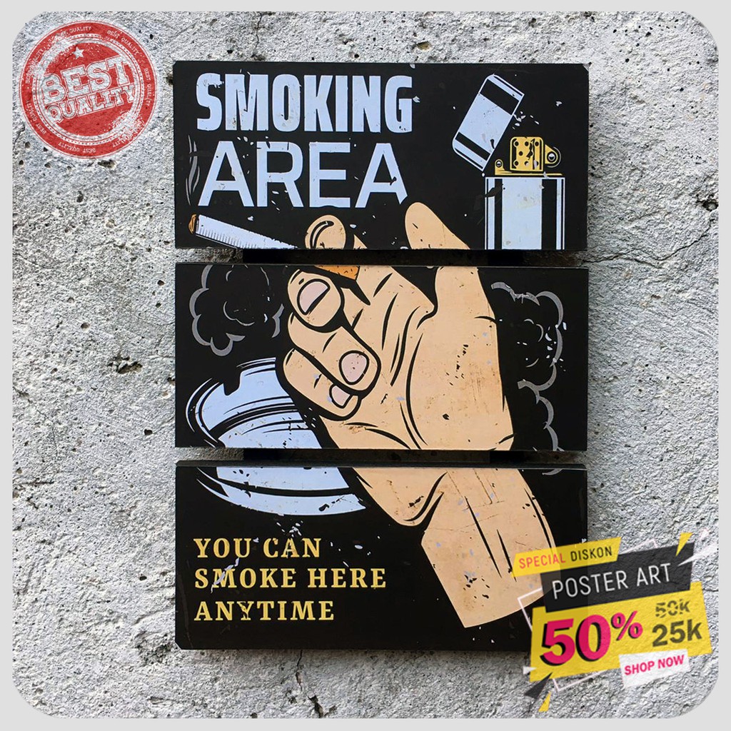 Dekorasi dinding - Pajangan dinding - Hiasan dinding - Poster Smoking Area - Wall Decor - 091969FHZ