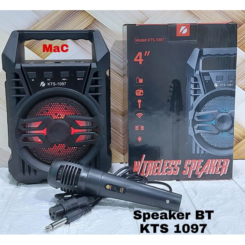 SPEAKER WIRELESS BLUETOOTH PORTABLE KTS 1097 BASS FREE MIC