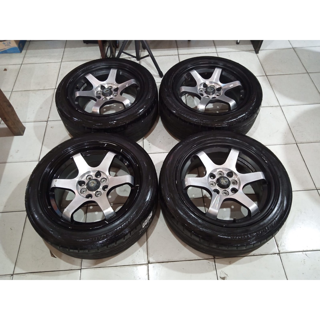 Velg Mobil Second Racing Te37 Ring 16 Lebar 7,5 Et 38 Pcd 4x100/114 + Ban Bs 205/50 R16