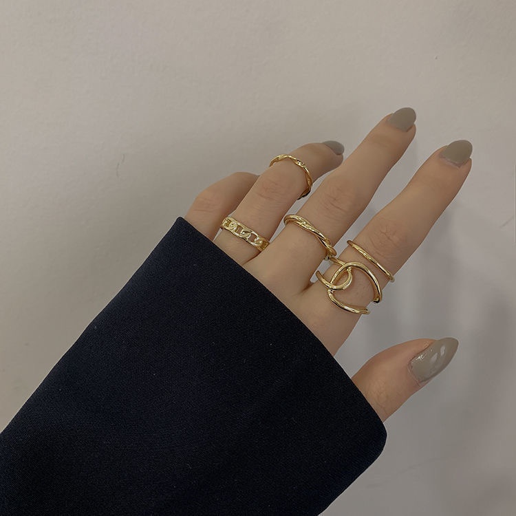 5pcs / Set Cincin Model Terbuka Dapat Disesuaikan