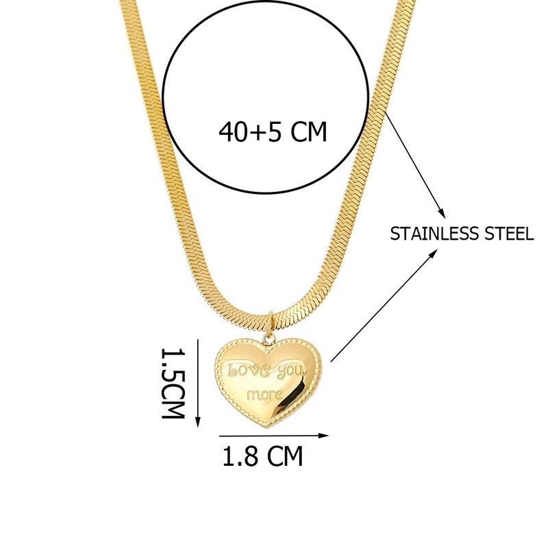 Kalung Rantai Jimat Liontin Hati Emas 18K Bahan Stainless Steel Untuk Hari Valentine