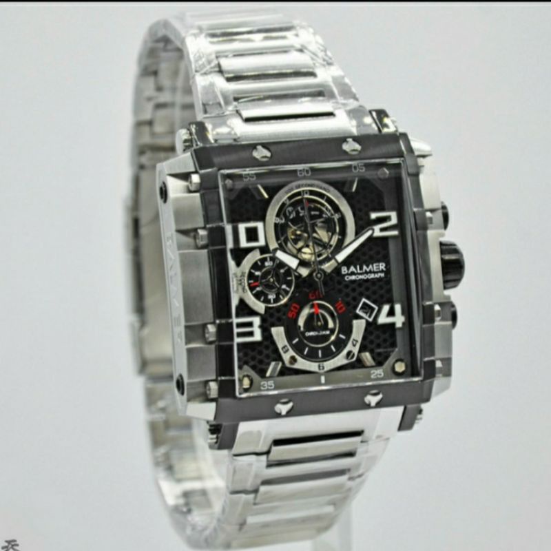 BALMER 8130 jam tangan pria sport segi stainless steel crono aktif anti air dan anti karat