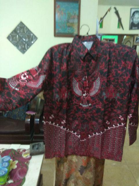 Kemeja Batik Pancasila / Batik Garuda /katun Halus / Demokrasi / Negeri. / Indonesia / Hrb026 Katun