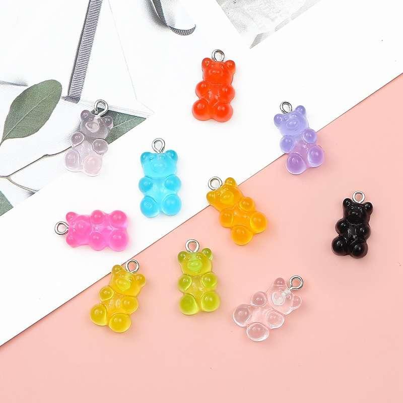 10pcs Liontin Bentuk Gummy Bear Bahan Resin Untuk Aksesoris Perhiasan Diy