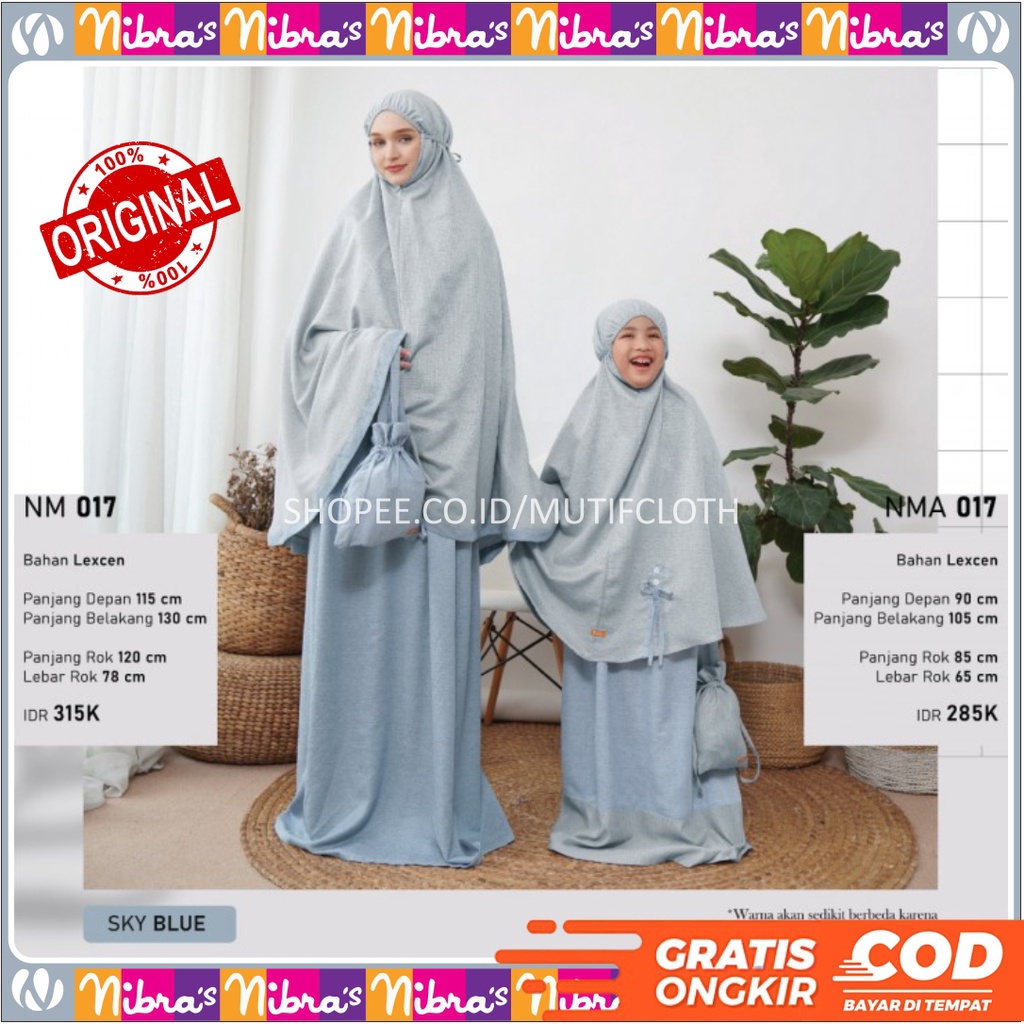 NIBRAS MUKENA COUPLE SERAGAM DEWASA DAN ANAK NM 17 NMA17 POLOS MURAH PREMIUM ORI BRAND TERBARU 2021 