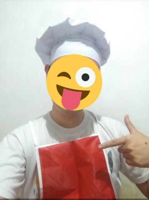 Promo Cod Celemek Apron Dewasa Plus Topi Koki Chef