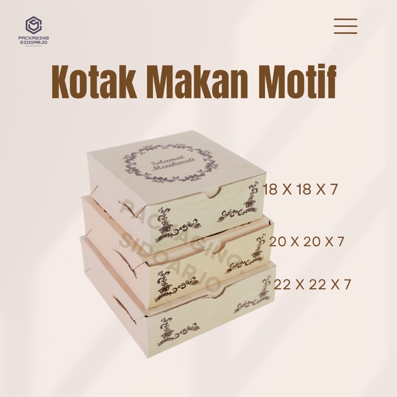 Kotak Nasi  Uk. 18x18x7/Box nasi/box kue/Kardus nasi/Kardus catring/Kardus kue /UK.R8/18x18x7