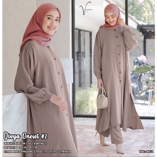 Daily Divya Oneset / Setelan Muslim Wanita Long Tunik Full Kancing LD 116 / One Set Jumbo Crinkcle Polos Divya Oneset #2 LD 120
