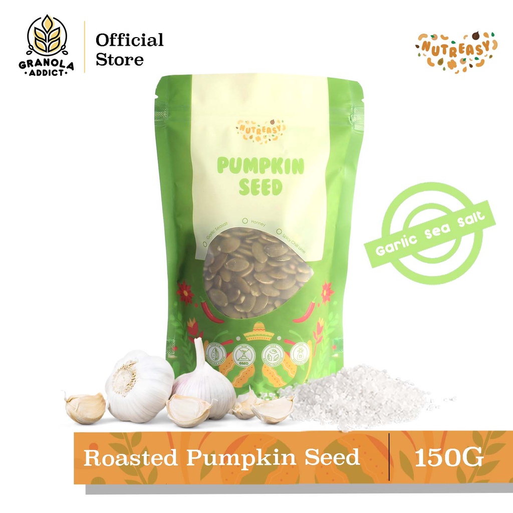 

Granola Addict - Nutreasy Roasted Pumpkin Seed (Garlic Sea Salt) / Biji Labu Rasa Asin Bawang 150G