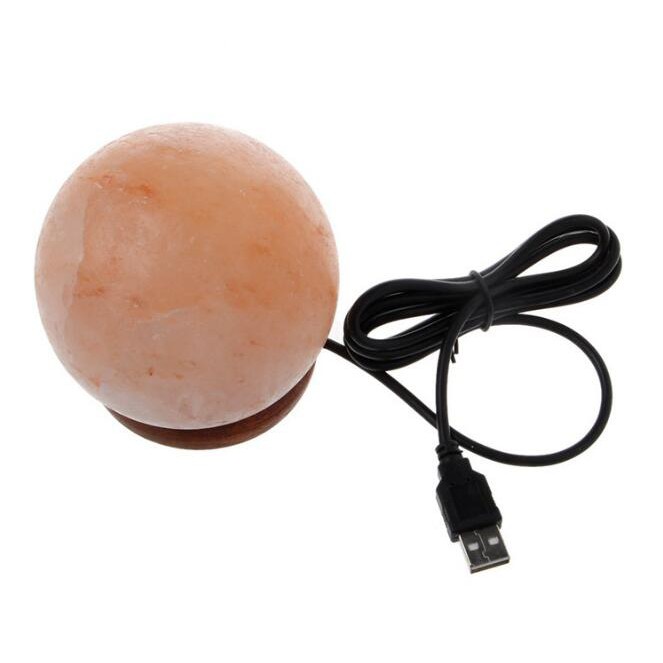 Lampu Garam Himalaya LED 7 warna - Crystal Salt lamp bentuk BOLA