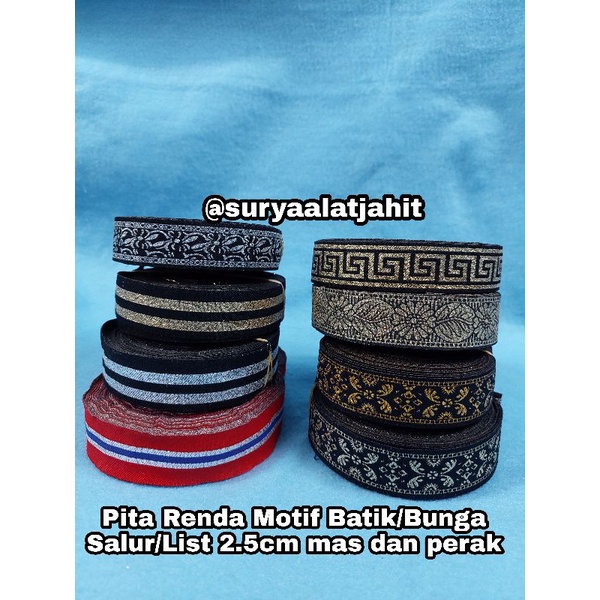 Pita Renda (2.5cm) Motif Batik/Bunga Salur +/-30Y/Rol =rp.65.000/Rol