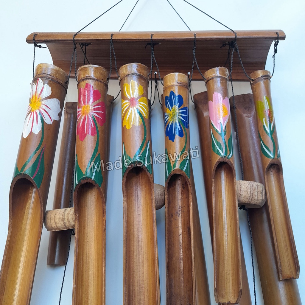 Windchimes Lonceng bel hiasan bambu jejer 12 kerajinan wind chime Bali