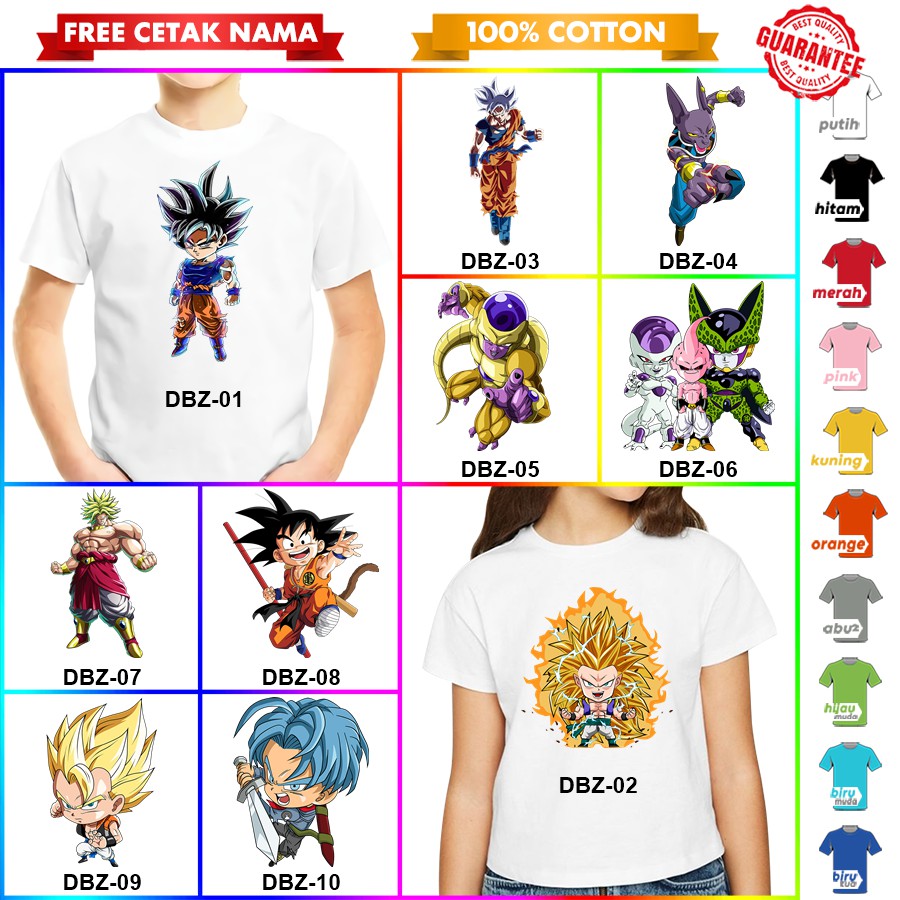 [FREE NAMA!!] Baju Kaos ANAK DAN DEWASA DRAGON BALL Z GOKU SUNGOKU BANYAK MOTIF