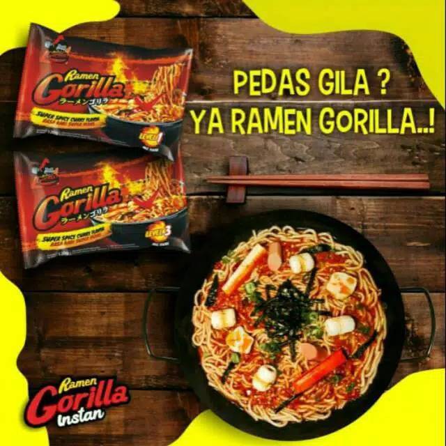 Ramen Gorilla Mie Instant Pedas Mi Instan Gorila Kuah Goreng Yamie mie pedas