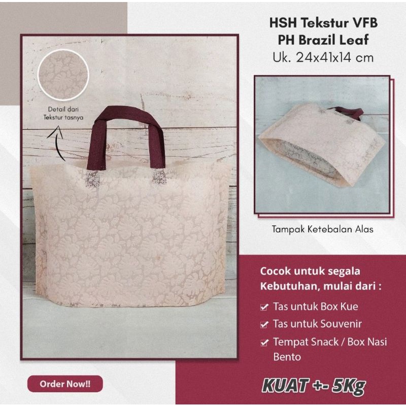 RYAGAKO Goodie Bag Brownies Roti Gulung Tas Spunbond 3D Premium Kotak Nasi 26x13 cm Hajatan Nikahan 