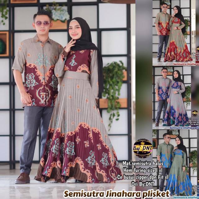 Couple Gamis Batik Semisutera Jinahara Plisket HQ