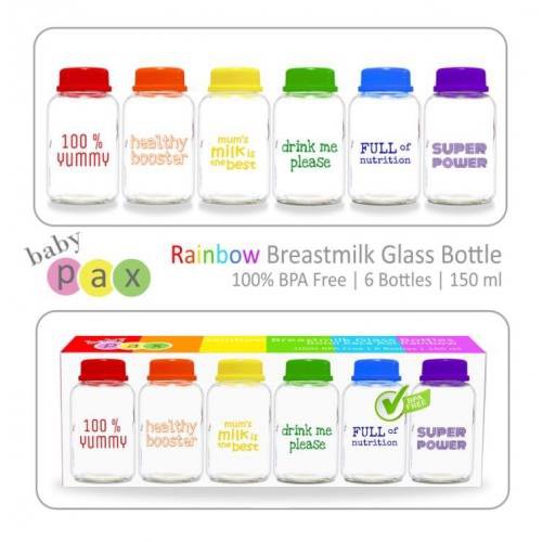 BABY PAX RAINBOW BOTOL ASI KACA isi 6 botol