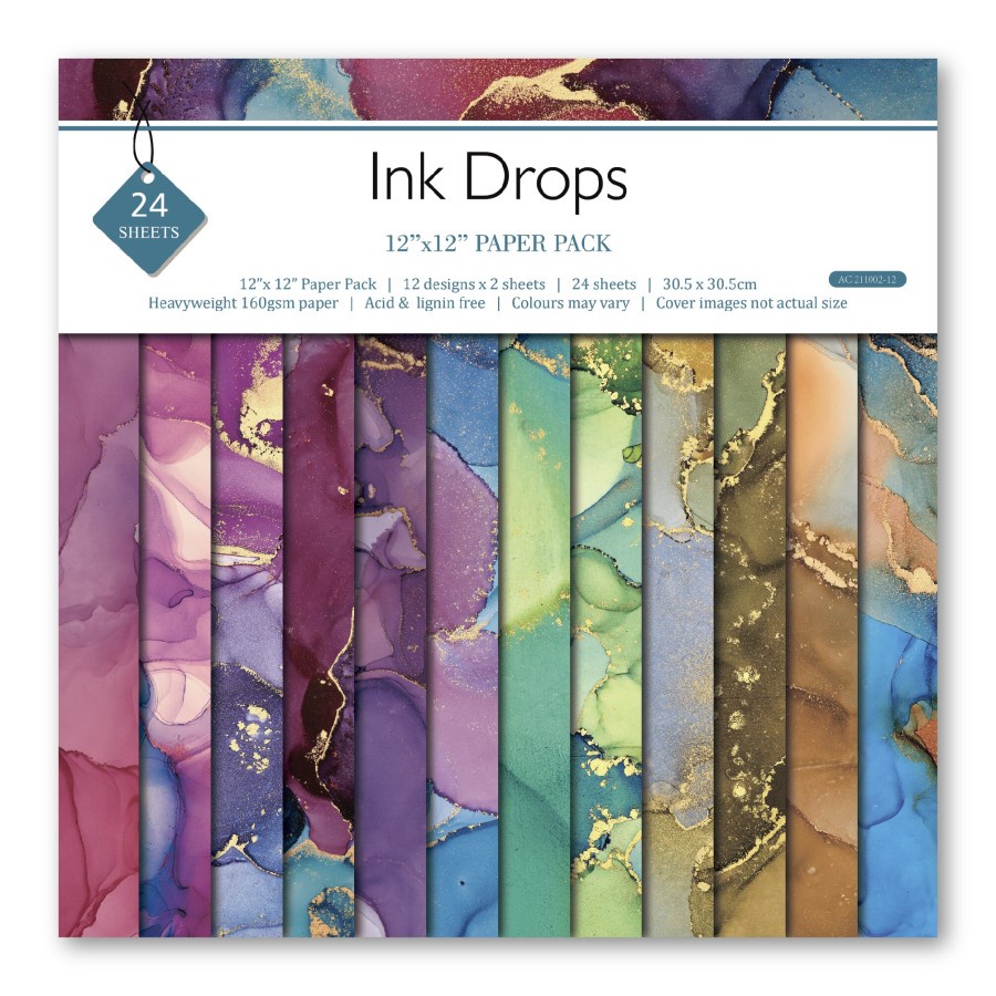 Scrapbook Patterned Paper 6&quot;x6&quot; - Ink Drops (24 sheets)