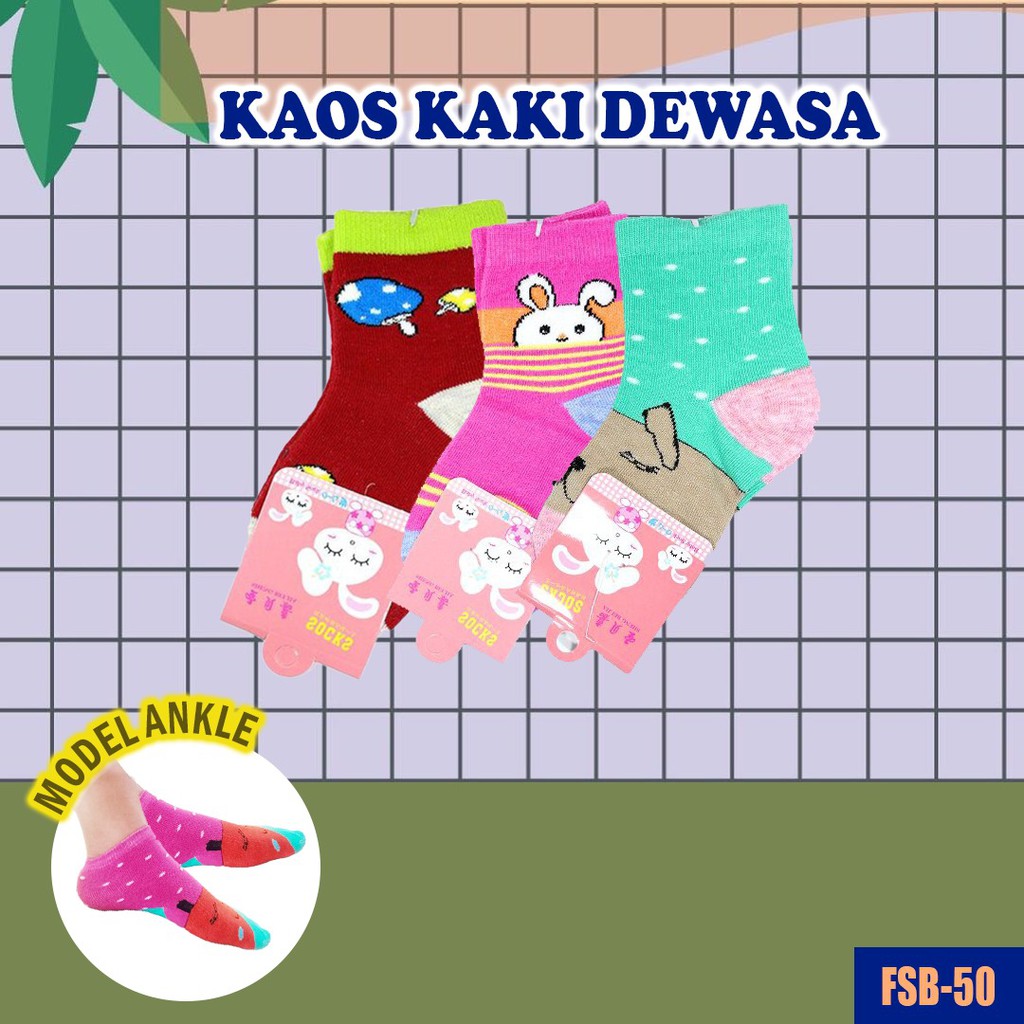 KAOS KAKI DEWASA socks angkle motif bahan anti melar