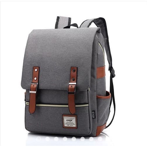 Ransel Wanita sekolah kuliah kerja pria back bodypack laptop Korea Grey Tas Ransel Wanita Korea Trav