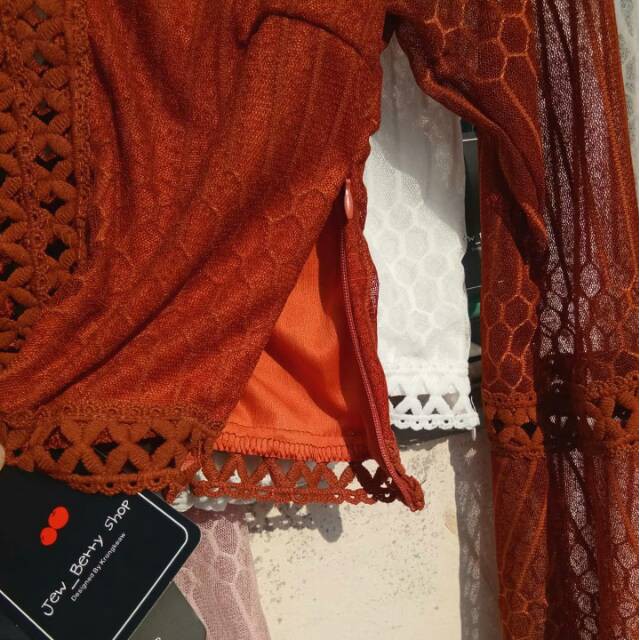 Atasan Terbaru Baju Wanita Remaja Blackpink #120 SC6039 ROMEE TOP CROP Atasan Brokat Import BKK Baju