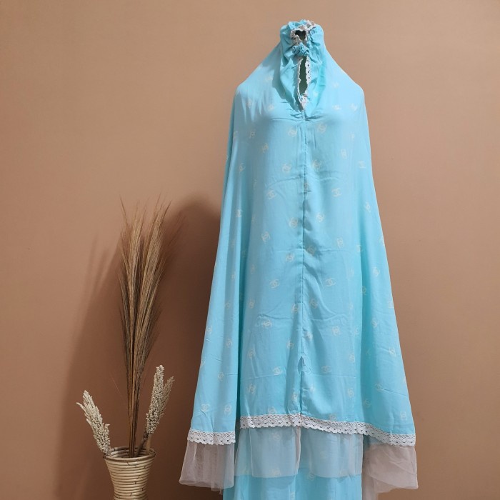 Mukena Katun Rayon Channel Lengkap Tas - Hijau Mint