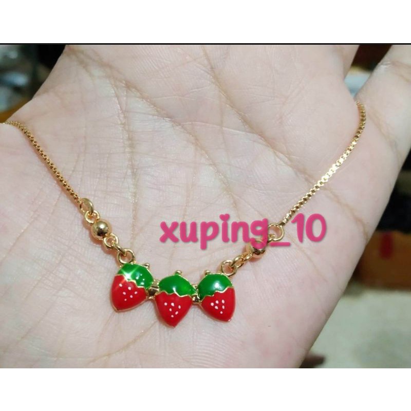 Perhiasan Xuping Kalung Anak Bermotif Stawberry Merah Baris 3