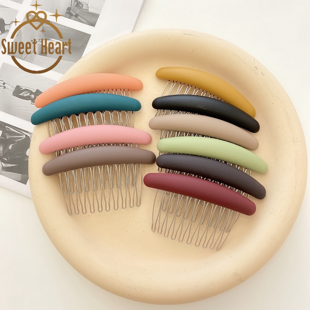 SweetheartHair Comb Bangs Comb Female Ins Style Hair Accessories Korea Frosted Iron Tooth Clip Simple Non-slip Hair Clip Plate Hair Comb Card