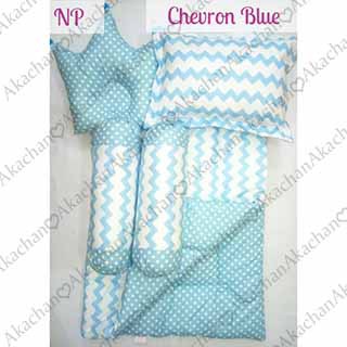 CHEVRON BLUE Baby Bed Set Bedcover Selimut Bantal Cover Akachan Bedset Crown Guling Tidur bb Bayi