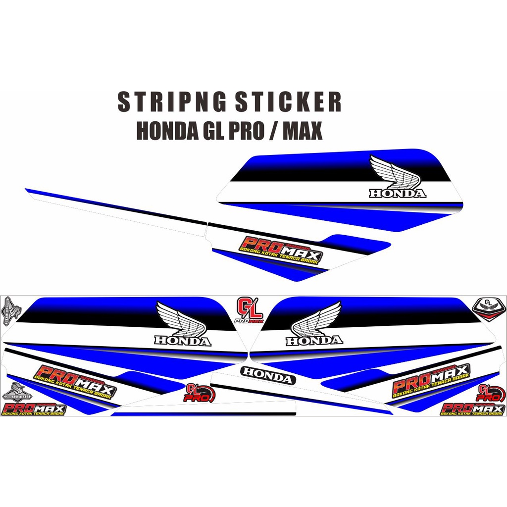 VARIASI STIKER STRIPING VARIASI MOTOR HONDA GL PRO GL MAX VARIASI RACING STYLE CUTOM POLET PUTIH BIR