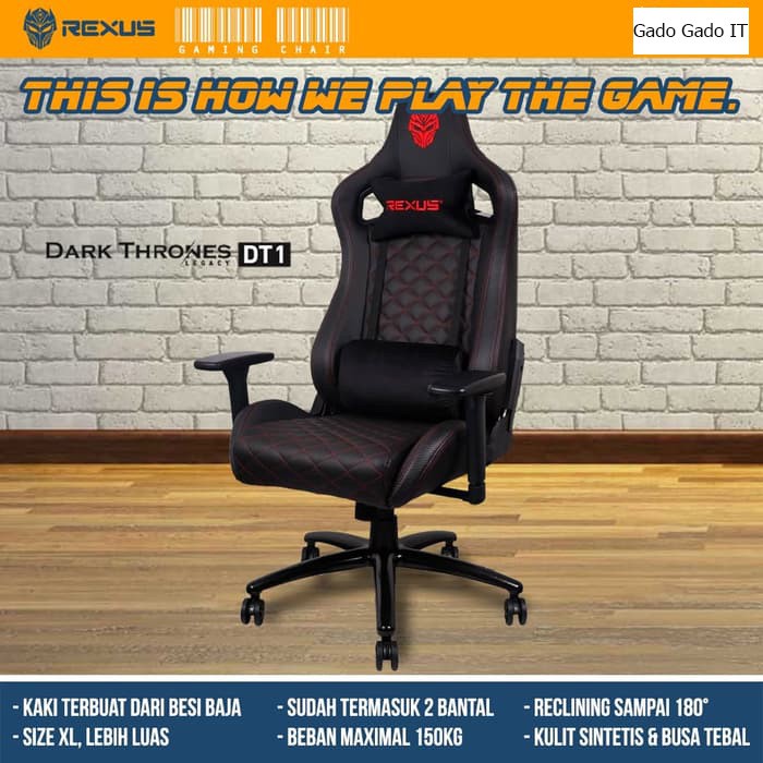 Kursi Komputer PC Gaming Chair REXUS Dark Thrones Legacy DT1/DT-1 Kursi Gaming REXUS