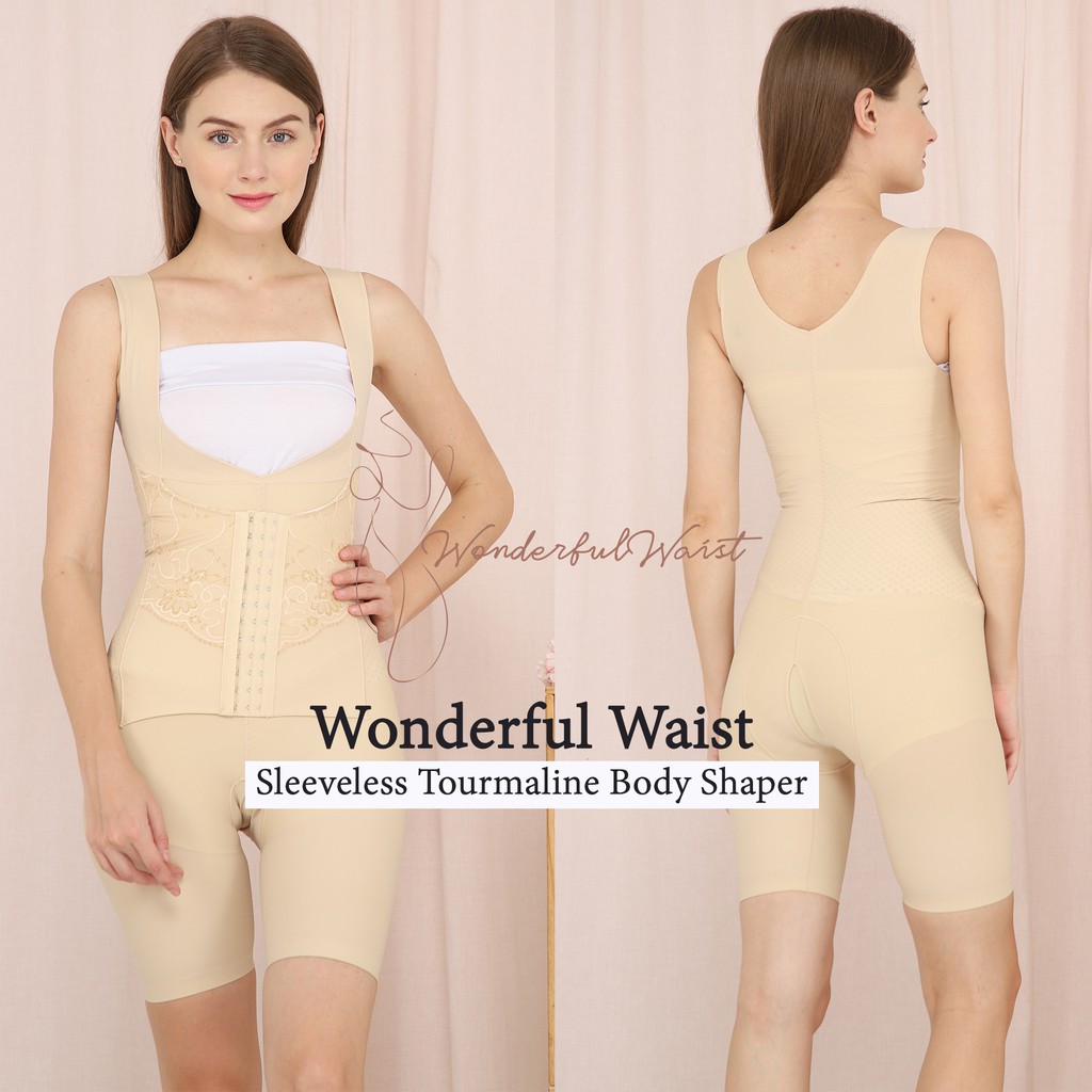 sleeveless tourmaline full body shaper / pakaian pembentuk badan / korset seluruh badan / pelangsing