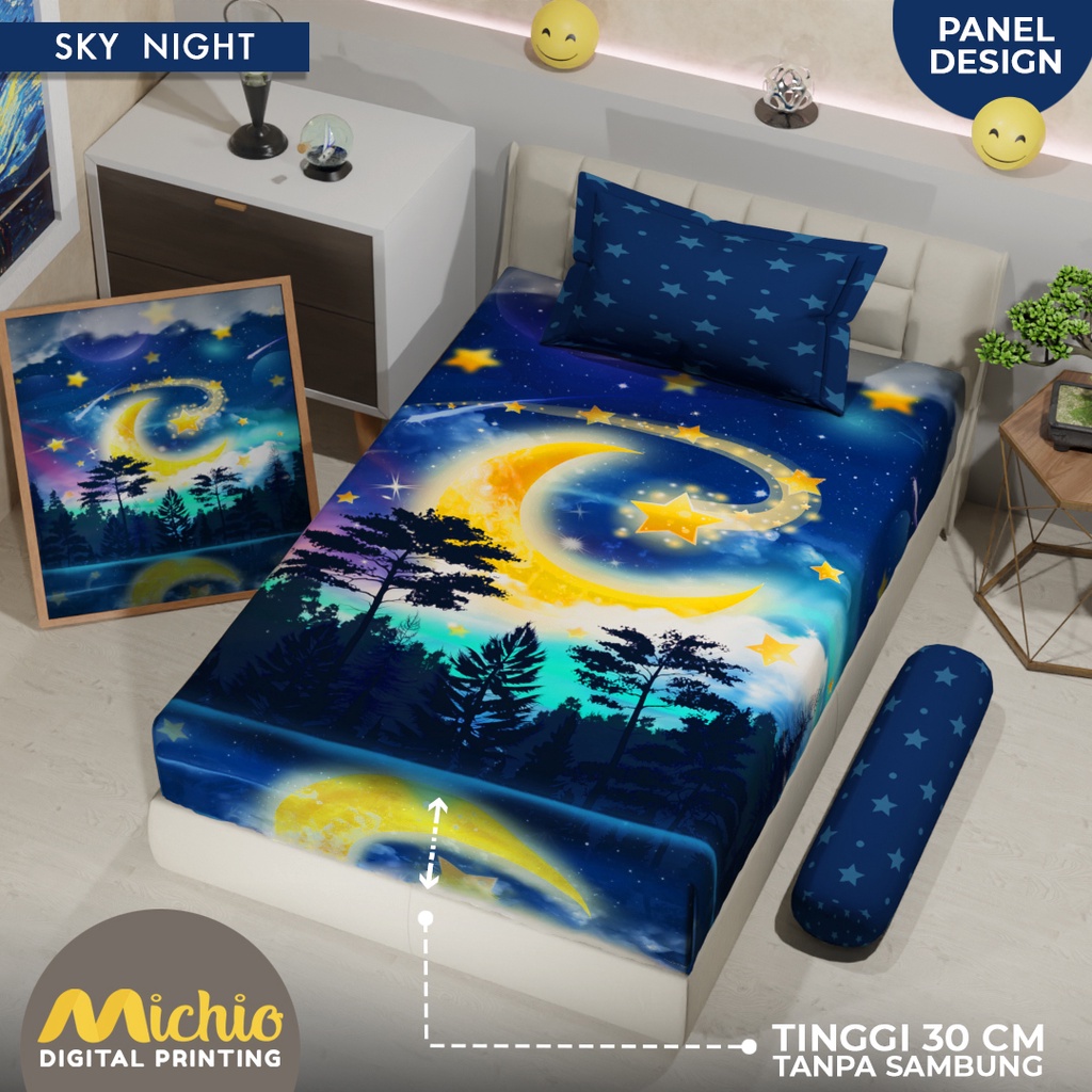 SS Sprei MICHIO ukuran 120 120x200x30 Single Size 120x200 Tinggi 30 cm mix motif Printing