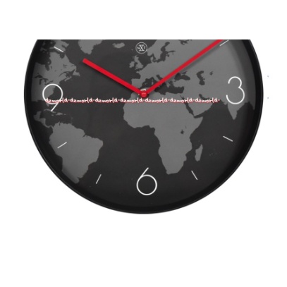 Nextime Wall Clock Black World Map 30cm Jam Dinding Bulat Peta Dunia Next Time Hitam Nektime