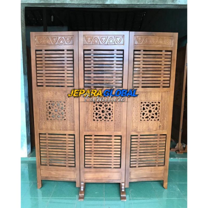 Sketsel penyekat ruangan jati minimalis bunga (partisi jati,penyekat ruangan murah,sketsel ruangan)