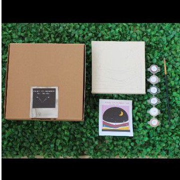 

DIY ] Painting by number Vintage galaxy moon l Kanvas 15 x 15 l paket lukis sesuai