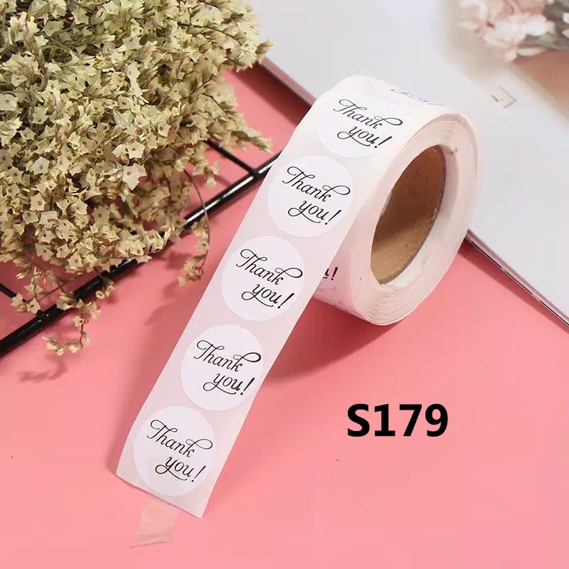 

Stiker Sticker Thank You Black White Label Kemasan Segel Packaging Sealer Decoration Hampers S179