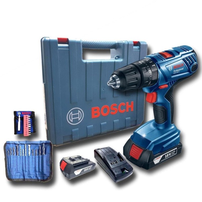 Bosch Bor Tembok Baterai Cordless GSB 180 LI 18V Impact Drill Cas 18V - Mesin Bor Cas Tembok Beton B