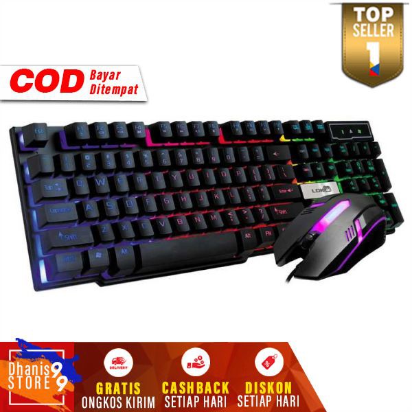 Gaming Keyboard LED with Mouse Perlengkapan Komputer Keyboard Geming dengan Mos Lampu Keren