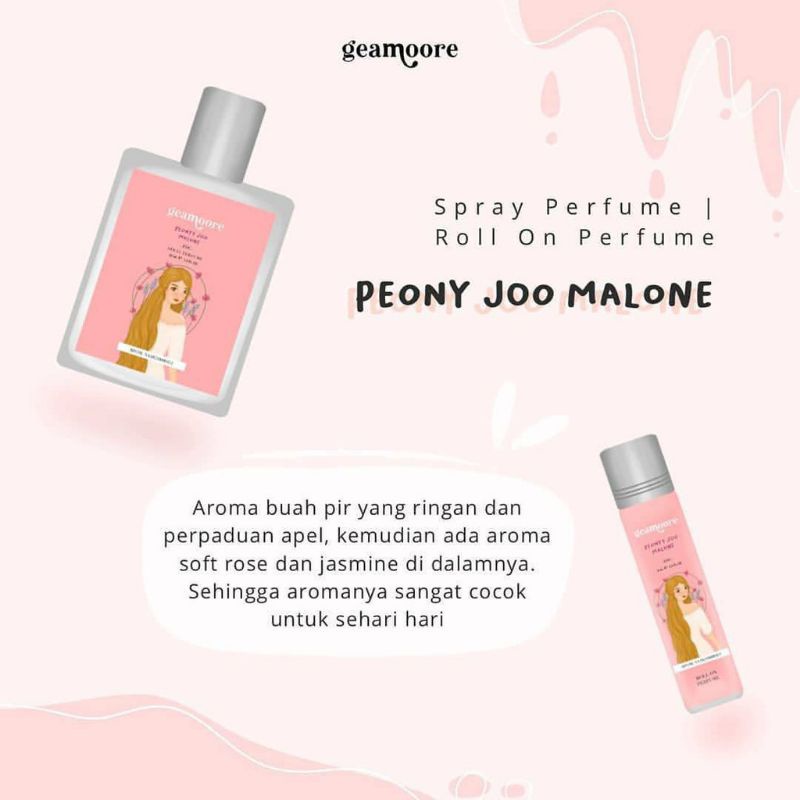 [BPOM] Geamoore 6ml Roll On Parfume & 30ml Spray Parfume-Peonyy Joo 30ml