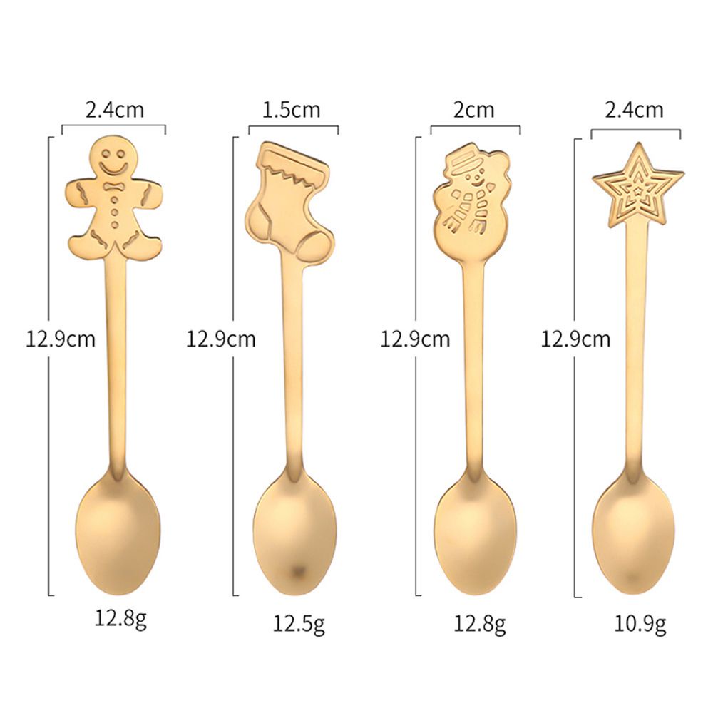 CHOOKEY 1/4pcs/set Drinking Christmas Coffee Spoons Ice Cream Tableware Tea Scoops Stainless Steel Snowman Desserts Home &amp; Living Kitchen &amp; Dining Kids Spoon