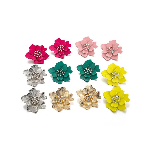 LRC Anting Tusuk Fashion Diamond Three-dimensional Petal Earrings F6737X